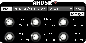 Envelope Shaper the Attack, Hold, Decay, Sustain, Release. Controls for the AHDSR of Guitarocracy