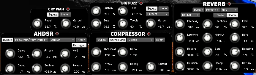 Professional-Grade Effects like Cry Wah, Big Fuzz, AHDSR, Compressor and Reverb controls on Guitarocracy