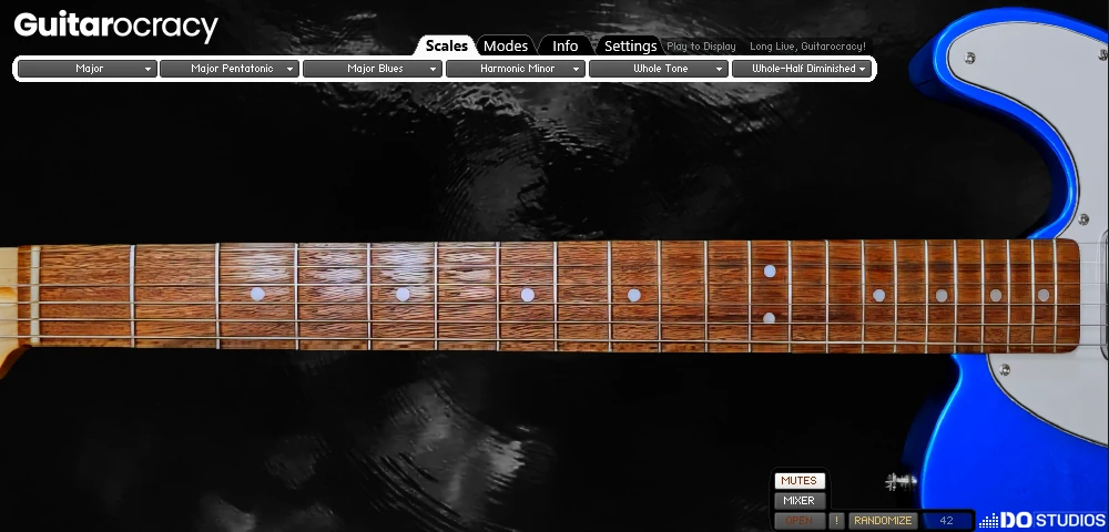 Screenshot of Guitarocracy, Virtual Guitar Fretboard