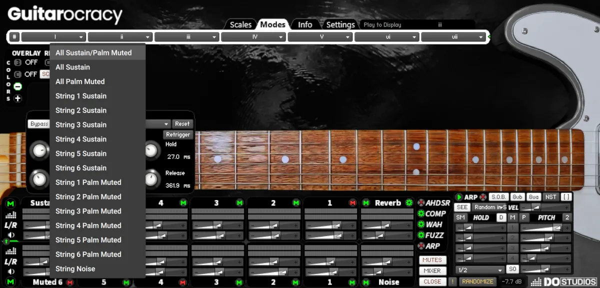 Per Channel Envelope Shaping, AHDSR group selection menu.
