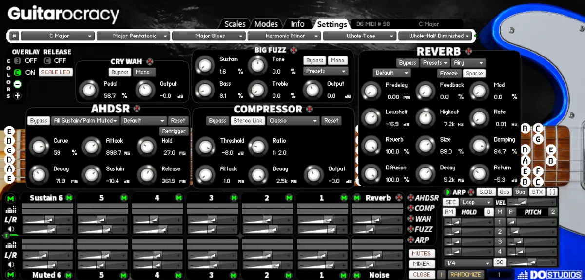 Advanced Mixing Architecture controls in Guitarocracy.