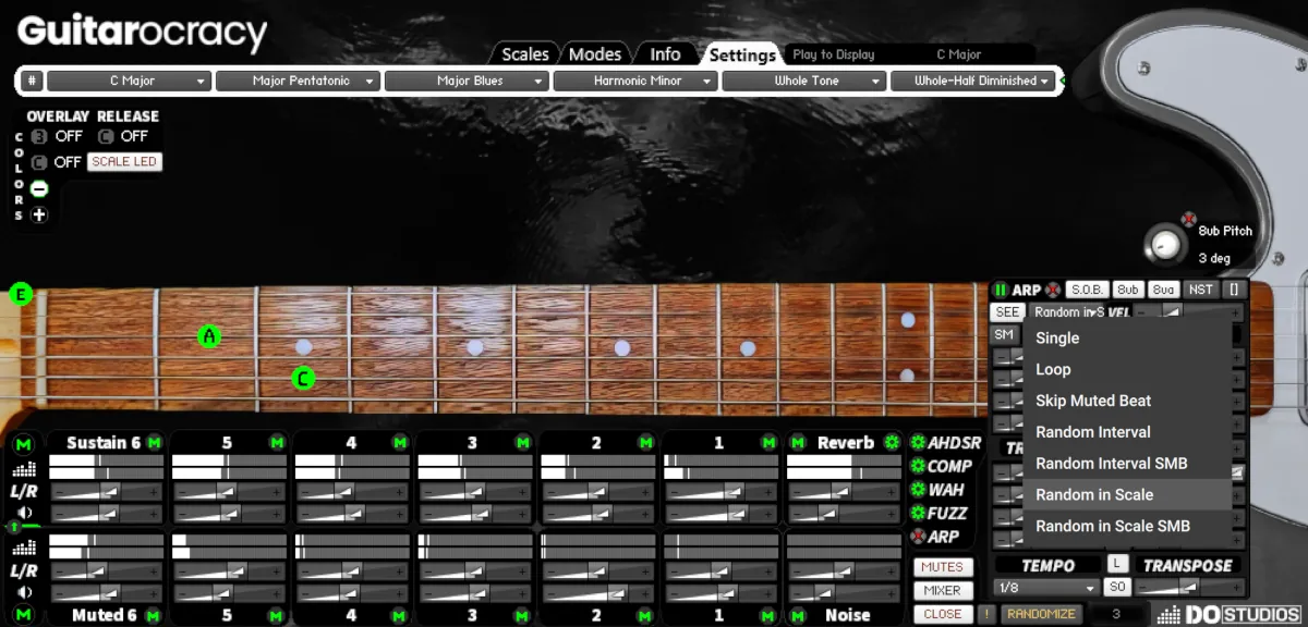 Random in Scale Mode. Smart Randomization Tools in Guitarocracy.